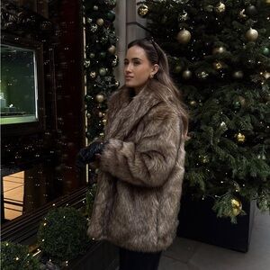 Abercrombie & Fitch Brown Faux Fur Jacket NWT